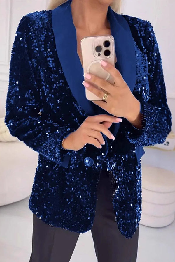 Women's Blazer | Tailored | Sequin | Winter - Blue