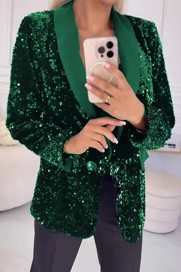 Women's Blazer | Tailored | Sequin | Winter - Green