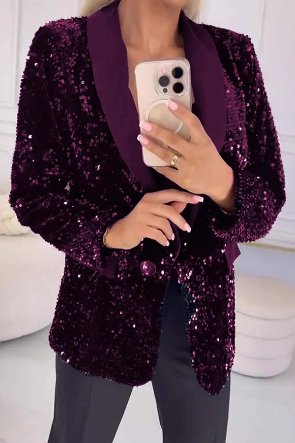 Women's Blazer | Tailored | Sequin | Winter - Purple