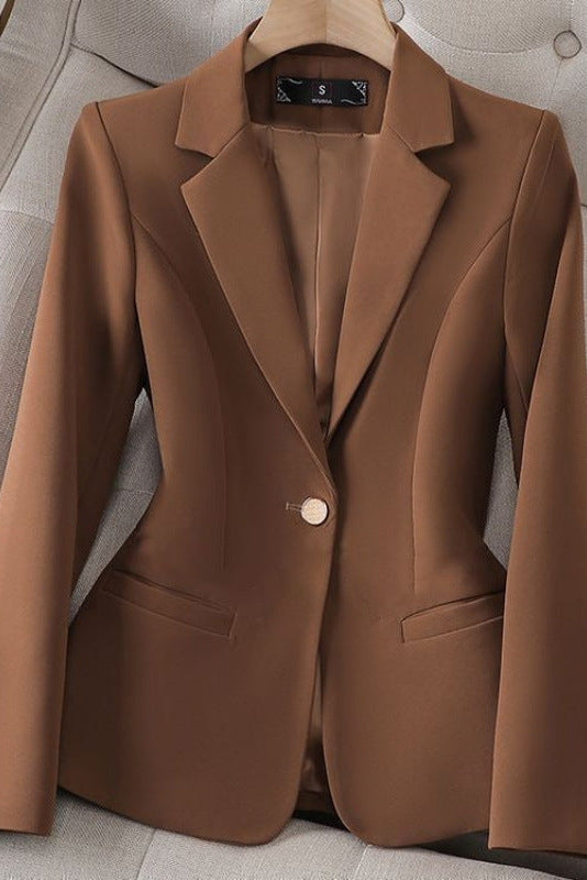 Women's Blazer | Tailored Single Button | Autumn - Brown