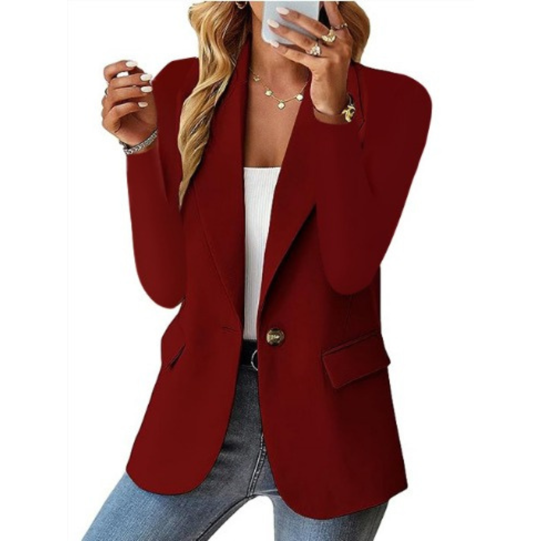 Women's Blazer | Tailored Single Button | Spring - Burgundy