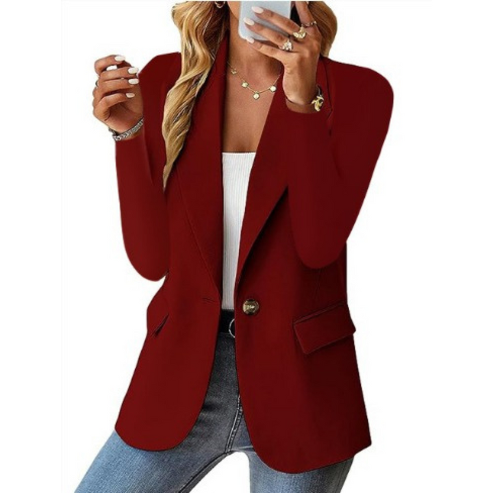 Women's Blazer | Tailored Single Button | Spring - Burgundy