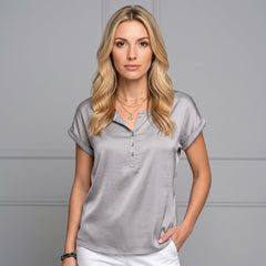 Women's Blouse | Button Front Elegant | Spring - Gray
