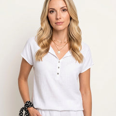 Women's Blouse | Button Front Elegant | Spring - White