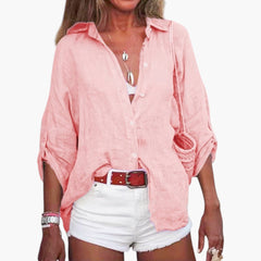 Women's Blouse | Classic Collar Button Front | Casual | Winter - Pink
