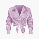 Women's Blouse | Silk Satin | Long Sleeves | Spring - Purple