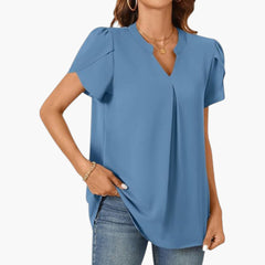 Women's Blouse | V-Neck Puffed Sleeves | Casual | Winter - Blue