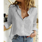 Women's Blouse | V-Neckline | Long Sleeve | Summer - Gray