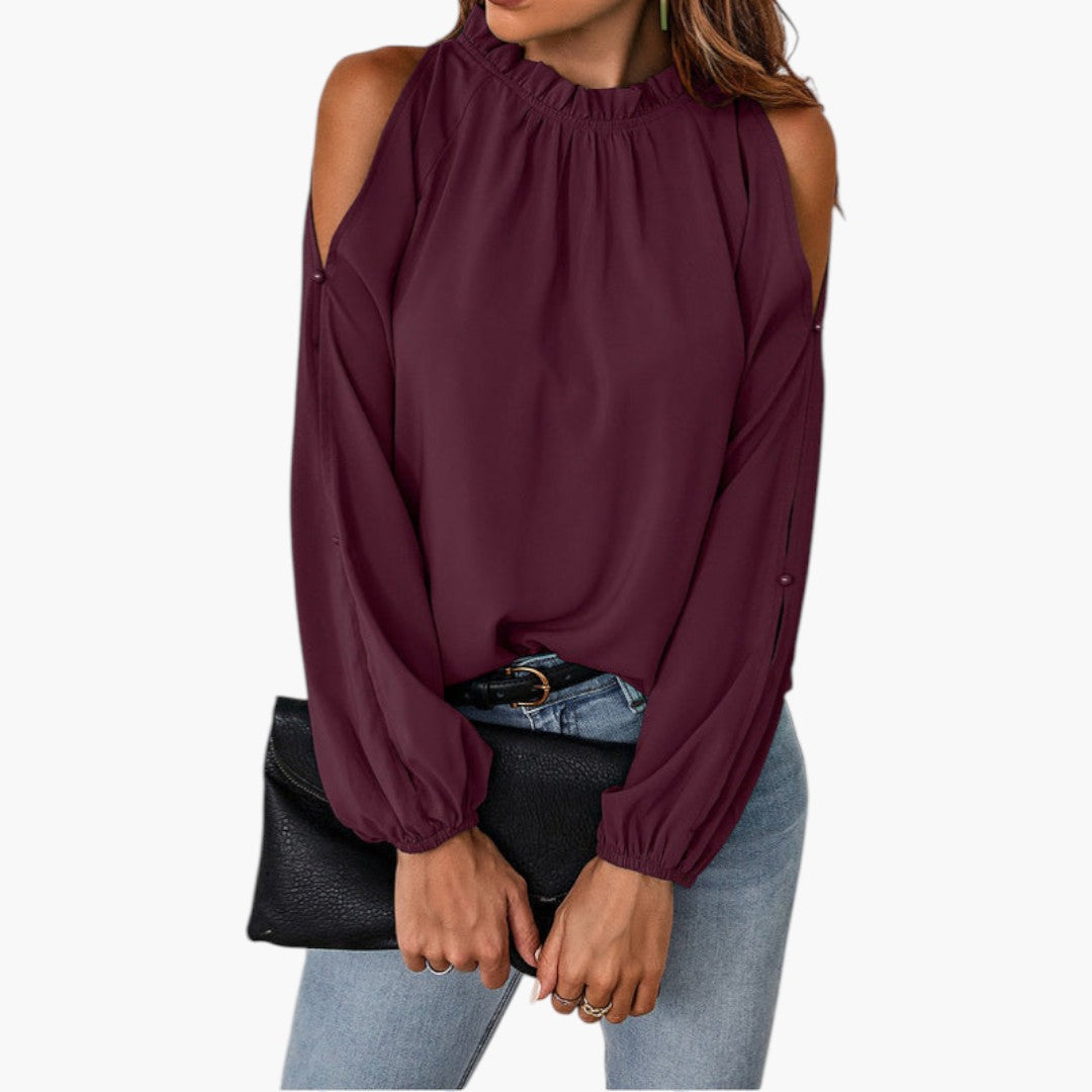 Women's Blouse | Volant Neckline Puffed Sleeves | Casual | Winter