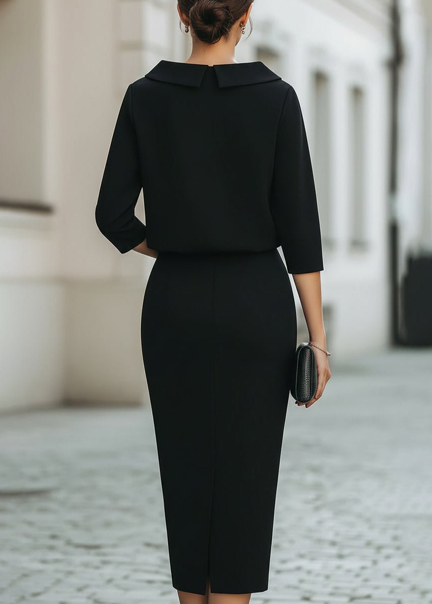 Women's Boat Neck Two Piece Set Midi Skirt 3/4 Sleeve | Autumn