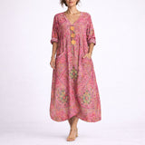 Women's Bohemian Paisley Maxi Dress - Flowing A-Line Wedding Guest - Red