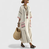 Women's Boho Maxi Dress with Pockets - Relaxed Summer Style - Black Pink