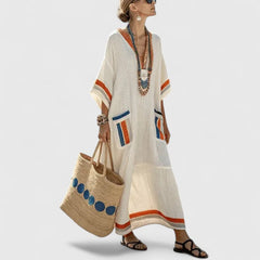Women's Boho Maxi Dress with Pockets - Relaxed Summer Style - Multi