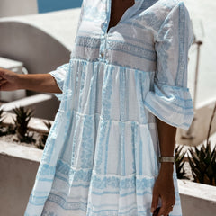 Women's Boho Printed Tiered Mini Dress - Relaxed Fit | Summer