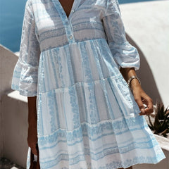 Women's Boho Printed Tiered Mini Dress - Relaxed Fit | Summer