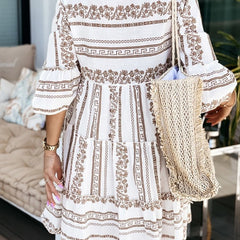 Women's Boho Printed Tiered Mini Dress - Relaxed Fit | Summer