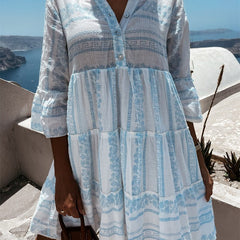 Women's Boho Printed Tiered Mini Dress - Relaxed Fit | Summer