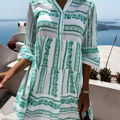 Women's Boho Printed Tiered Mini Dress - Relaxed Fit | Summer