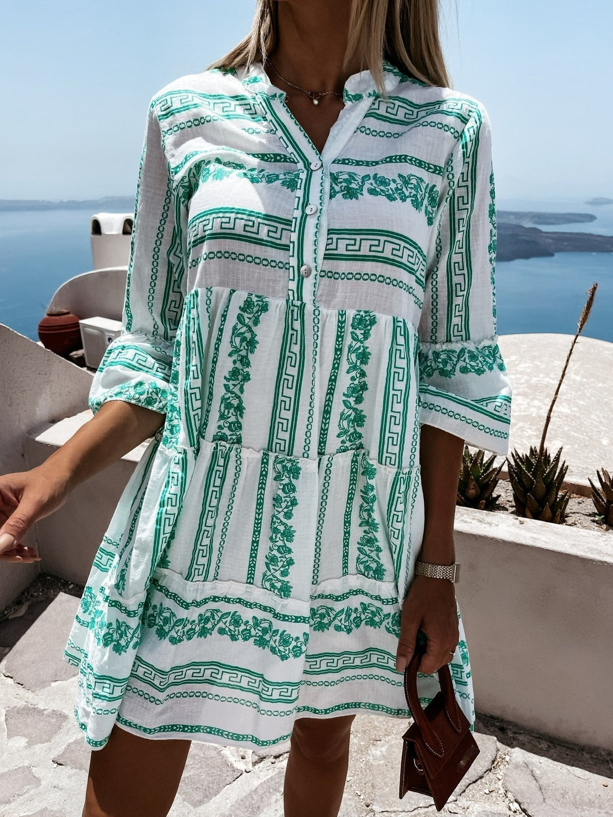 Women's Boho Printed Tiered Mini Dress - Relaxed Fit | Summer