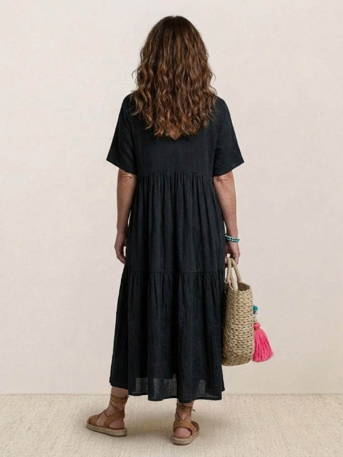 Women's Boho V Neck Tiered Maxi Dress - Relaxed Summer Style