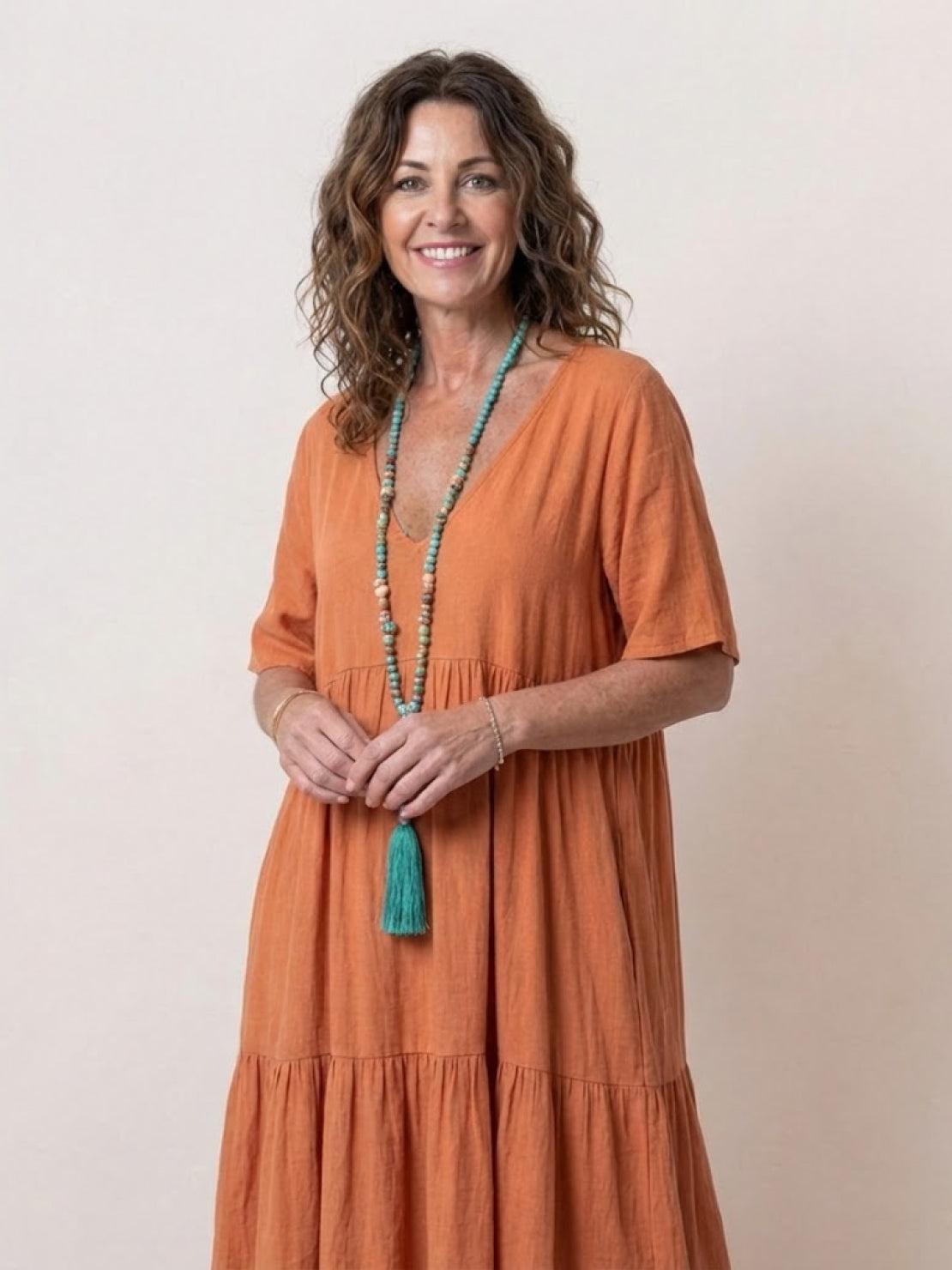 Women's Boho V Neck Tiered Maxi Dress - Relaxed Summer Style