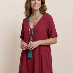 Women's Boho V Neck Tiered Maxi Dress - Relaxed Summer Style