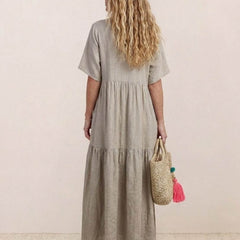 Women's Boho V Neck Tiered Maxi Dress - Relaxed Summer Style