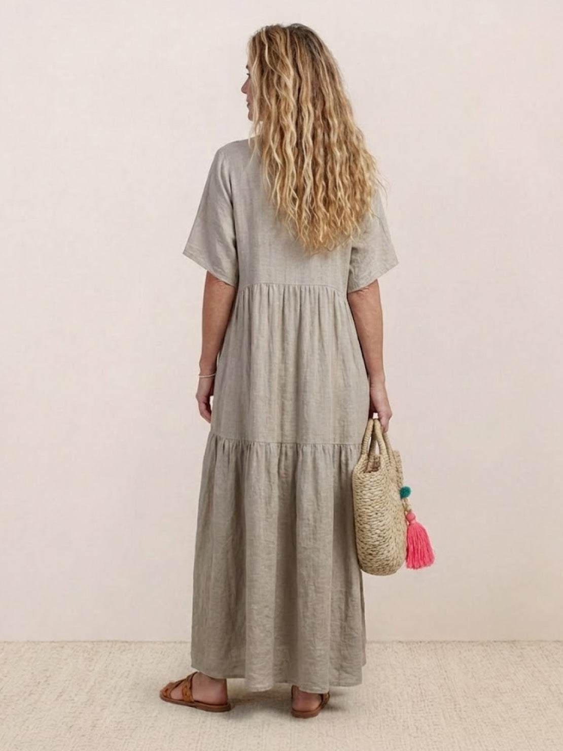 Women's Boho V Neck Tiered Maxi Dress - Relaxed Summer Style