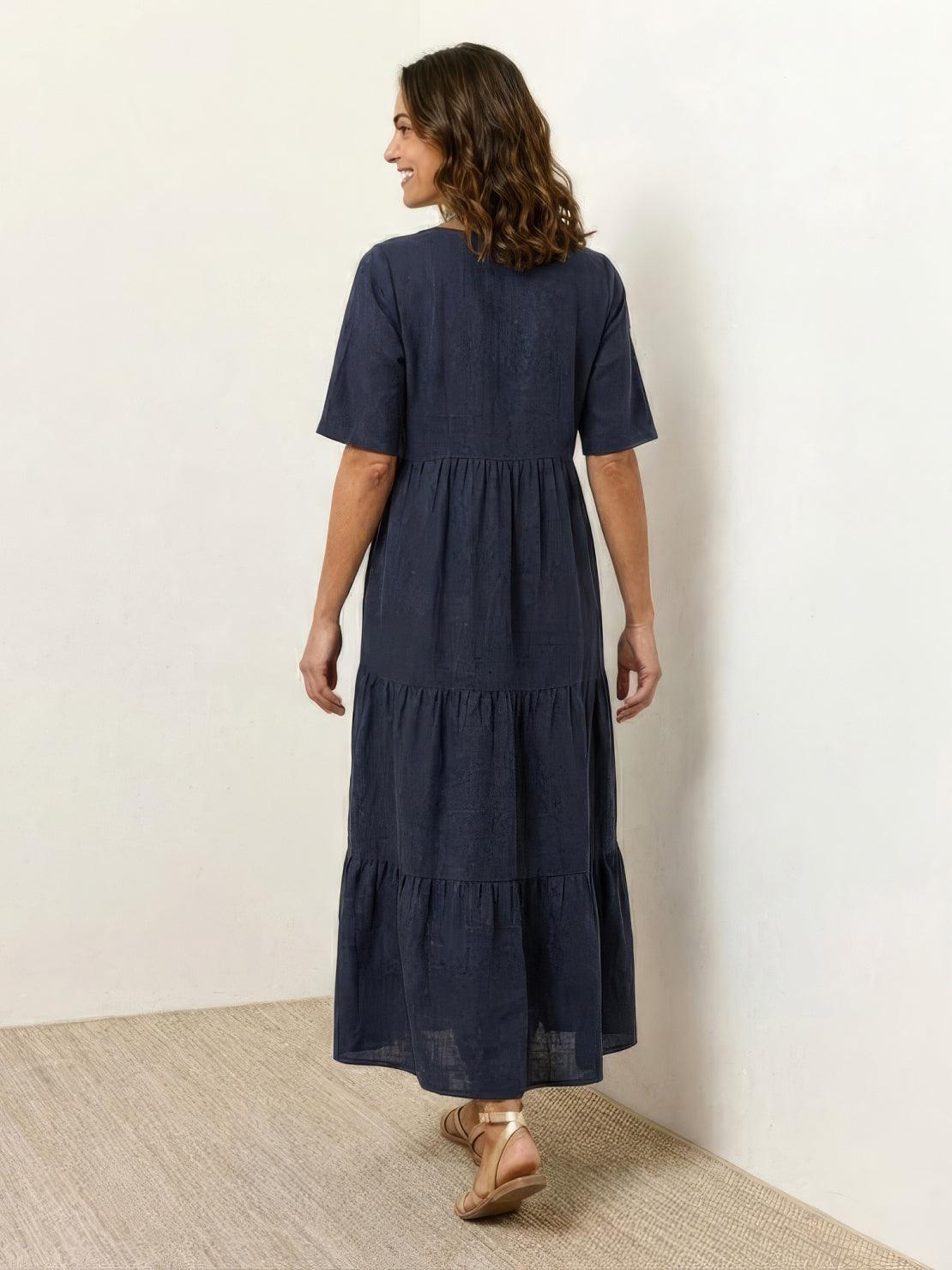 Women's Boho V Neck Tiered Maxi Dress - Relaxed Summer Style