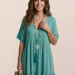 Women's Boho V Neck Tiered Maxi Dress - Relaxed Summer Style