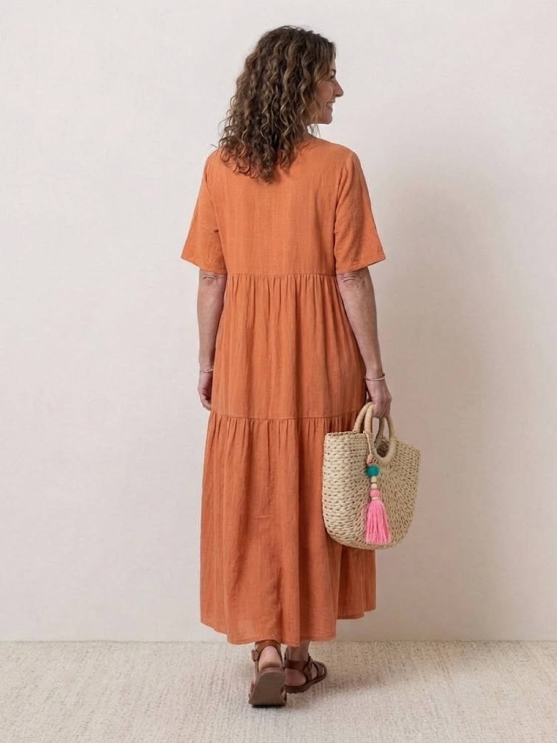 Women's Boho V Neck Tiered Maxi Dress - Relaxed Summer Style