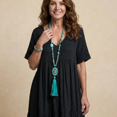 Women's Boho V Neck Tiered Maxi Dress - Relaxed Summer Style