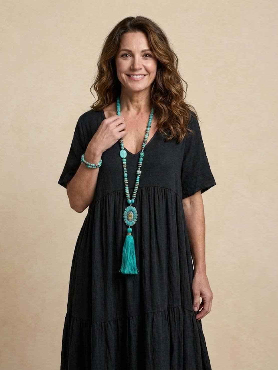 Women's Boho V Neck Tiered Maxi Dress - Relaxed Summer Style