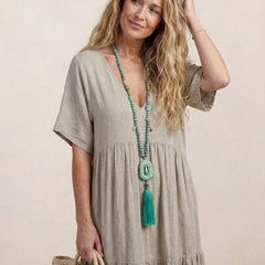 Women's Boho V Neck Tiered Maxi Dress - Relaxed Summer Style
