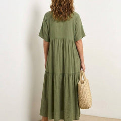Women's Boho V Neck Tiered Maxi Dress - Relaxed Summer Style