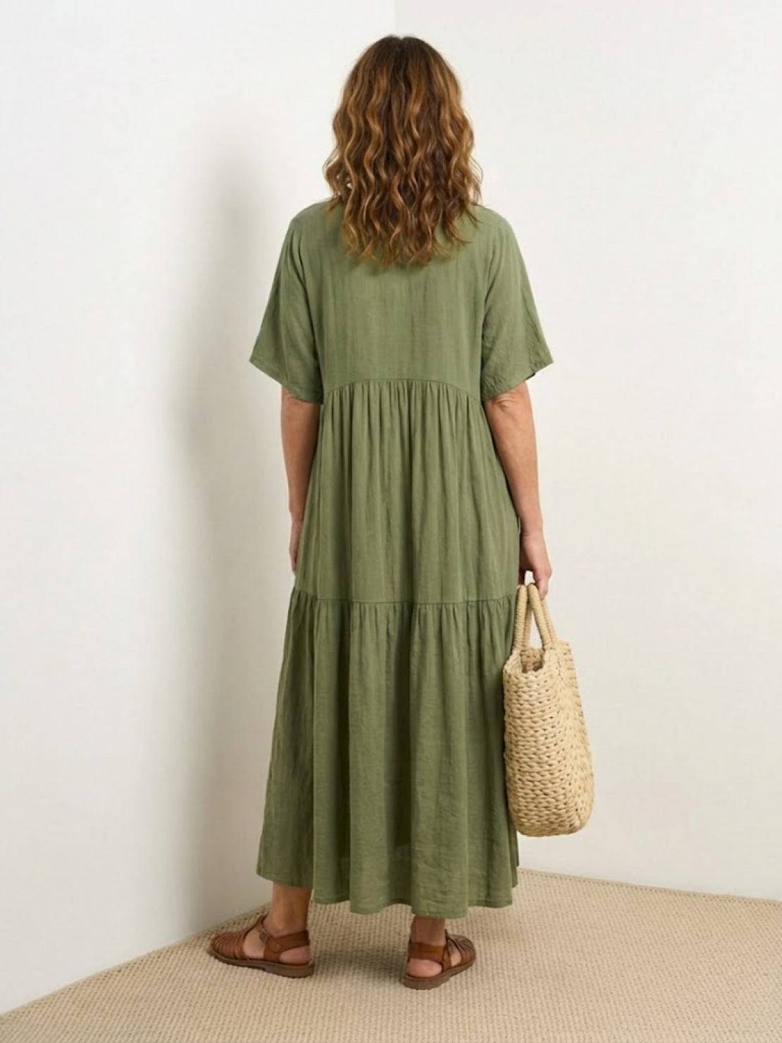 Women's Boho V Neck Tiered Maxi Dress - Relaxed Summer Style
