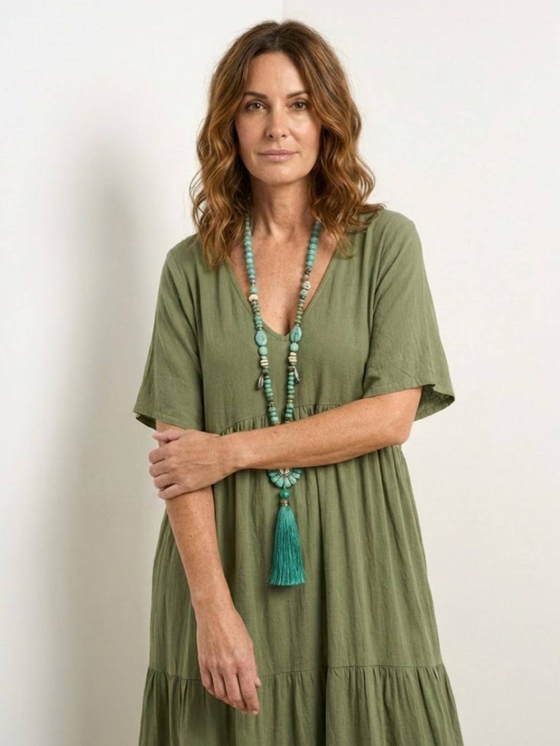 Women's Boho V Neck Tiered Maxi Dress - Relaxed Summer Style