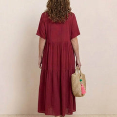 Women's Boho V Neck Tiered Maxi Dress - Relaxed Summer Style