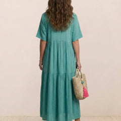 Women's Boho V Neck Tiered Maxi Dress - Relaxed Summer Style