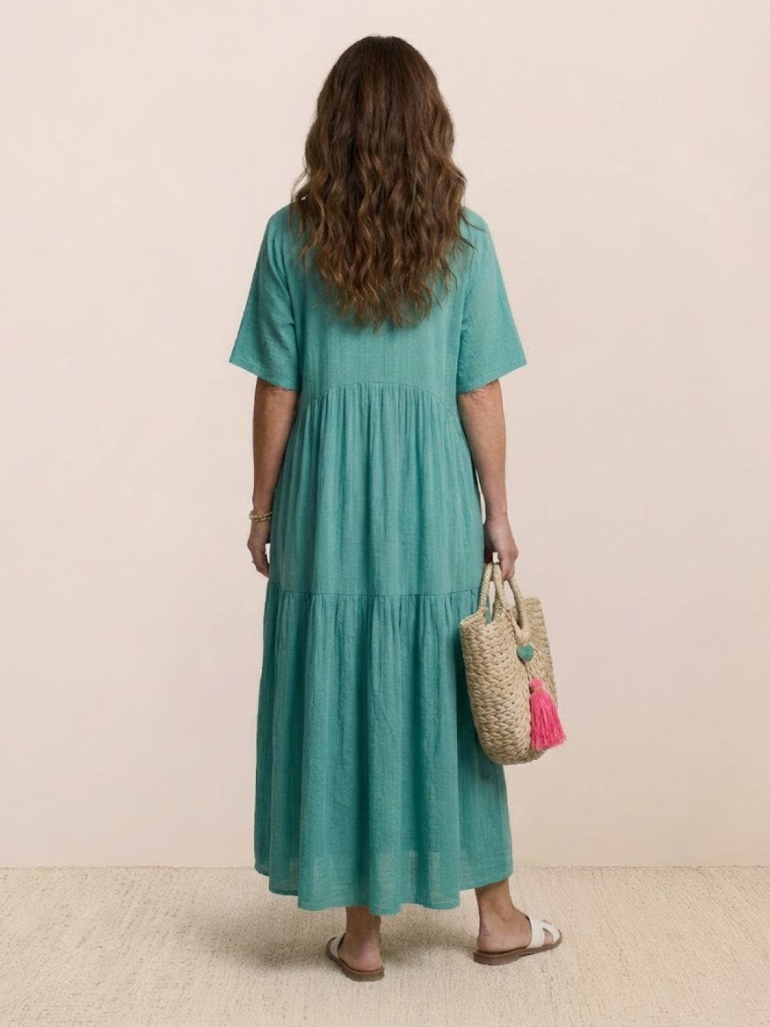 Women's Boho V Neck Tiered Maxi Dress - Relaxed Summer Style