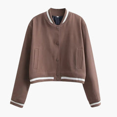 Women's Bomber Jacket | Snap Buttons | Side Pockets | Winter - Brown