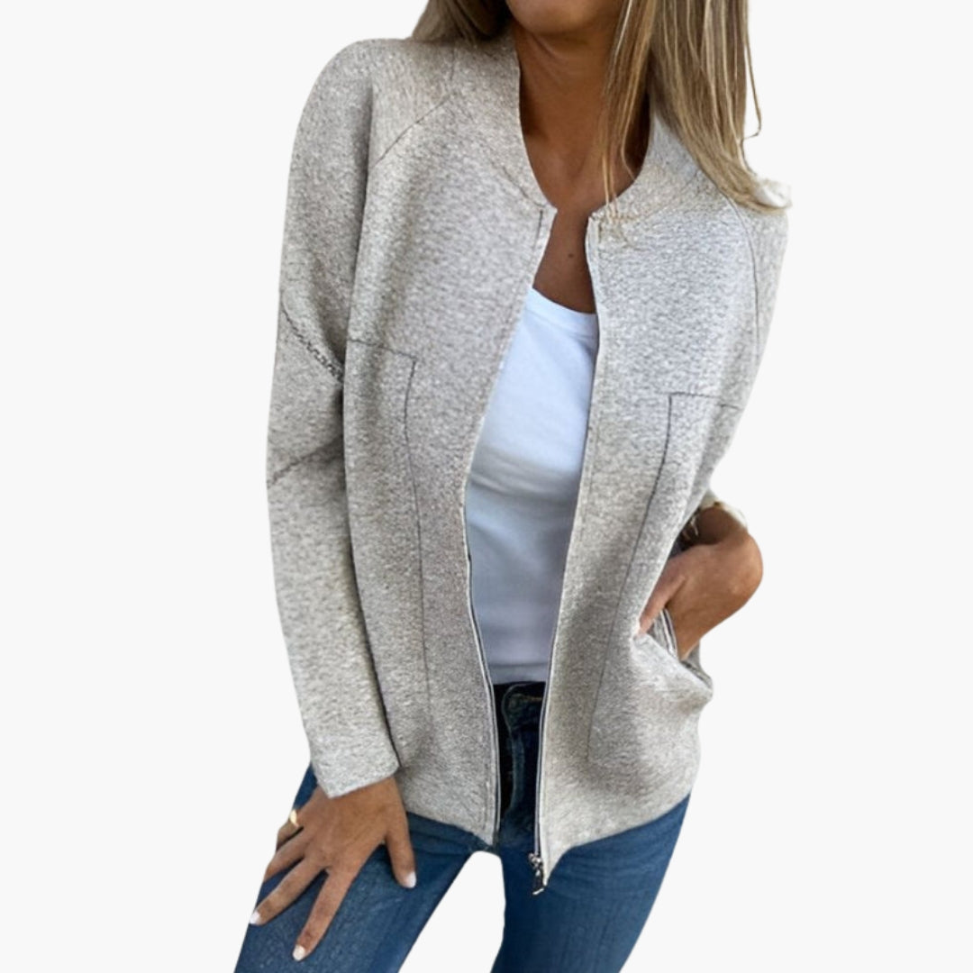 Women's Bomber Jacket | Zip Front | Casual | Autumn - Apricot