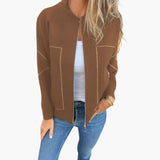 Women's Bomber Jacket | Zip Front | Casual | Autumn - Brown