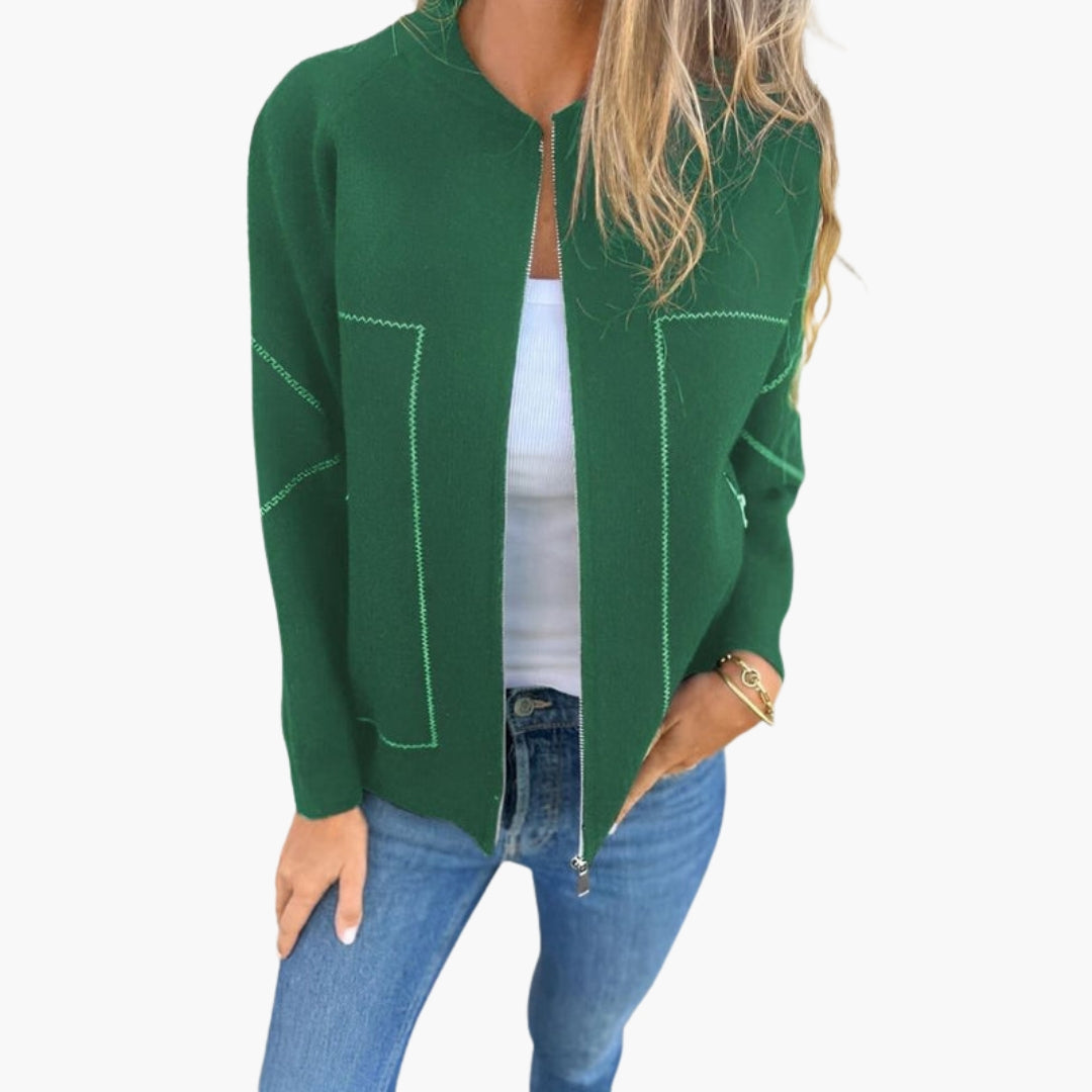 Women's Bomber Jacket | Zip Front | Casual | Autumn - Green
