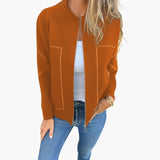 Women's Bomber Jacket | Zip Front | Casual | Autumn - Orange