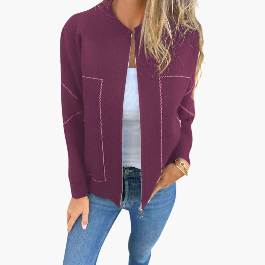 Women's Bomber Jacket | Zip Front | Casual | Autumn - Purple