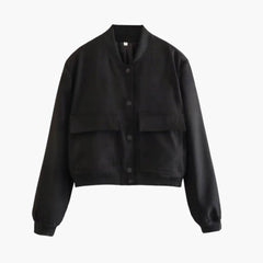 Women's Bomber | Snap Buttons | Patch Pockets | Autumn - Black