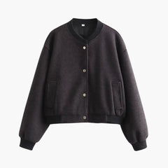 Women's Bomber | Snap Closure | Elastic Waist | Autumn - Black