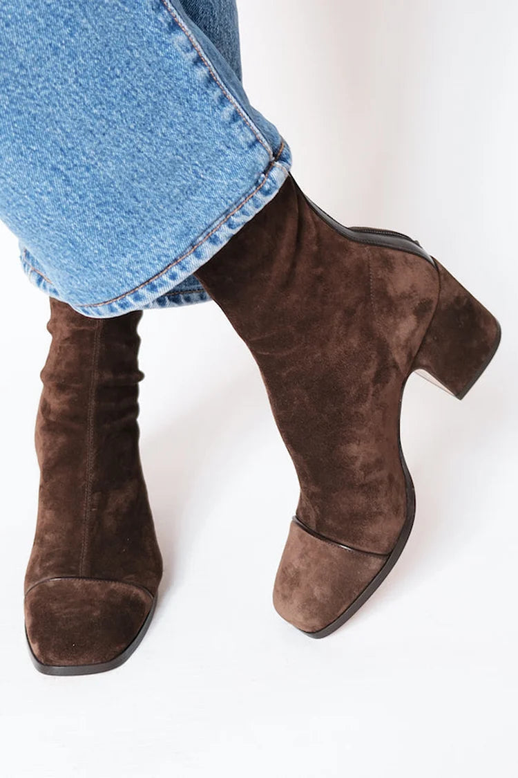 Women's Boots | Elegant Block Heel | Autumn - Dark Brown