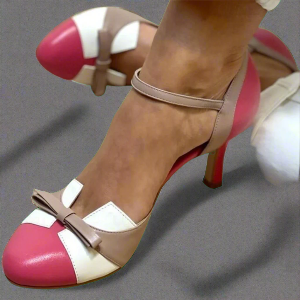 Women's Bow Strap Closed Pumps - Elegant Summer Heels - Pink